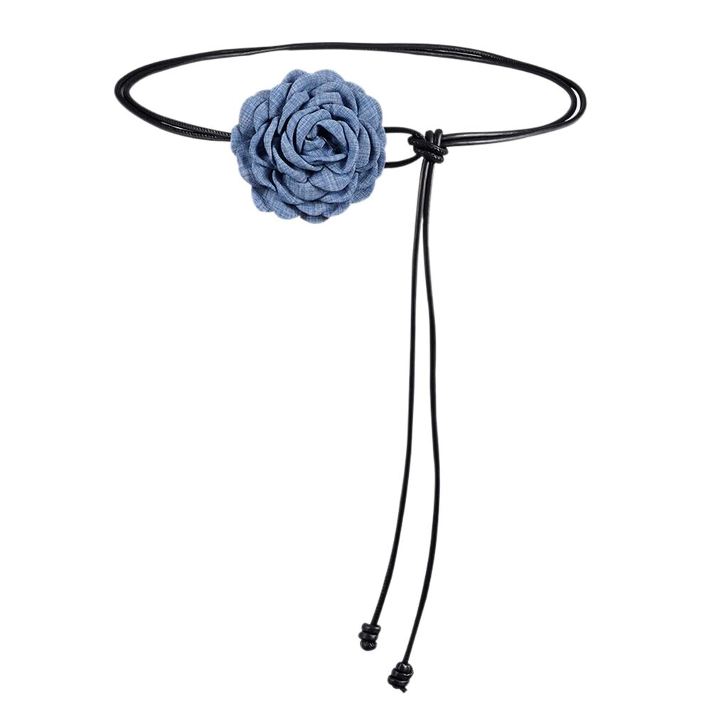 7544 Women Boho Pu Leather Big Flower Waist Belt Dresses Tie Bow Band